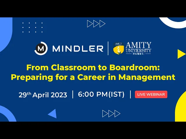 NEW WEBINAR ALERT From Classroom to Boardroom: Preparing for a Career in Management!